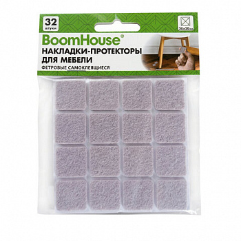 Накладки-протекторы для мебели ФЕТР самоклеящиеся, 20х20мм, бежевые, КОМПЛЕКТ 32 шт, BoomHouse