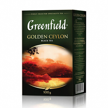Чай листовой GREENFIELD "Golden Ceylon ОРА" черный цейлонский крупнолистовой 100 г