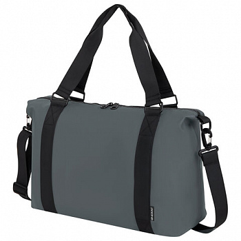Сумка спортивная HEIKKI QUICK MOVE (ХЕЙКИ), карман на молнии, багажная лента, серая, 41х32х15 см