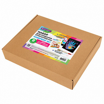 Набор отпечатки рук: холст 24х30 см, акрил 6 цветов, кисть + сертификат В ПОДАРОК, BRAUBERG HOBBY