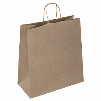 Крафт-пакет бумажный 24х14х28 см, КОМПЛЕКТ 50 шт., крученые ручки, плотность 90 г/м2, LAIMA ECO CRAFT