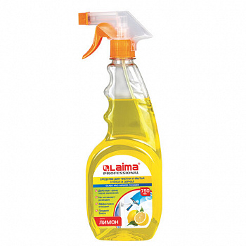 Средство для мытья стекол и зеркал 750 мл, LAIMA PROFESSIONAL "Лимон", распылитель