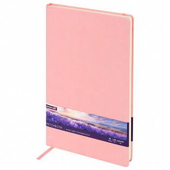 Скетчбук, слоновая кость 140 г/м2 210х297 мм, 80 л., КОЖЗАМ, резинка, BRAUBERG ART CLASSIC, пастель розовый