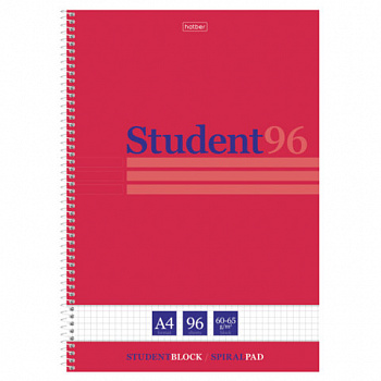Тетрадь А4 96л. HATBER спираль, клетка, матовая ламинация, тиснение, Студенту_Viva Magenta, 081328, 96Т4лтВ1сп29869