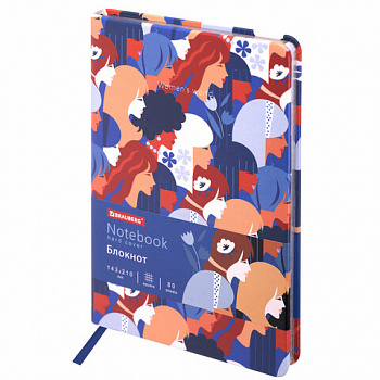 Блокнот А5 (143x210 мм), BRAUBERG VISTA "Beauties", под кожу, твердый, срез фольга, 80 л.