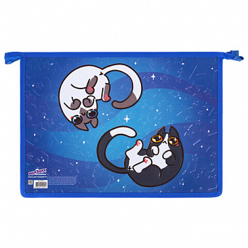 Папка для тетрадей ЮНЛАНДИЯ А4, 1 отделение, картон/пластик, конгрев, на молнии, "Ying Yang"