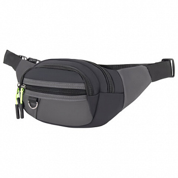 Сумка на пояс HEIKKI PROMPT (ХЕЙКИ), 2 отделения, регулируемый ремень, карман-антивор, черная, 37х14х5 см