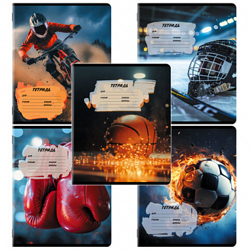 Тетрадь 12 л. ЮНЛАНДИЯ, линия, обложка картон, SPORT