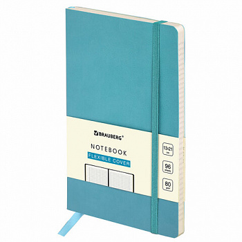 Блокнот А5 (130х210 мм), BRAUBERG ULTRA, под кожу, 80 г/м2, 96 л., клетка, бирюзовый
