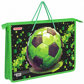 Папка на молнии с ручками ПИФАГОР А4, 1 отделение, пластик, ручки-шнурок, "Offline"