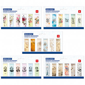 Закладки для книг МАГНИТНЫЕ, "MIX 2", набор 30 шт., 60x20 мм, BRAUBERG