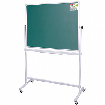 Доска для мела/магнитно-маркерная НА СТЕНДЕ 120х180 см, 2-сторонняя, зеленая/белая, STAFF
