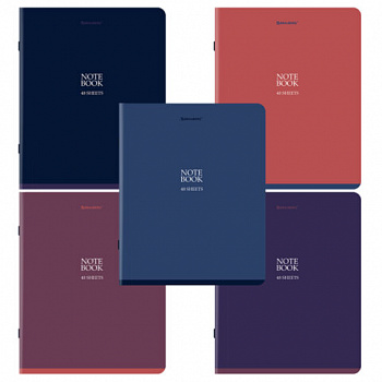 Тетрадь А5, 48 л., BRAUBERG, скоба, клетка, SoftTouch, "NoteBookMono", (микс в спайке)