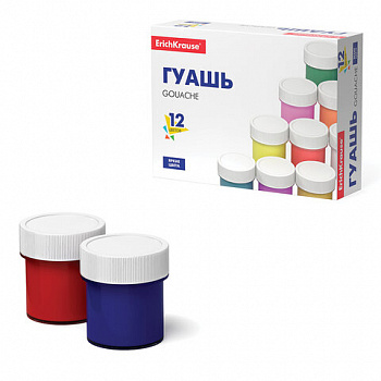 Гуашь ERICH KRAUSE Basic, 12 цветов по 17 мл, картонная упаковка