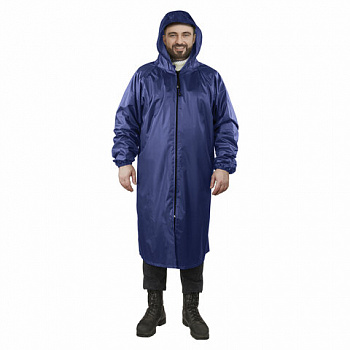 Дождевик-плащ синий на молнии многоразовый с ПВХ-покрытием, размер 60-62 (XXXL), рост 170-176, ГРАНДМАСТЕР