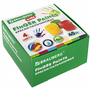 Краски пальчиковые для малышей от 1 года, 4 цвета по 40 мл, BRAUBERG KIDS