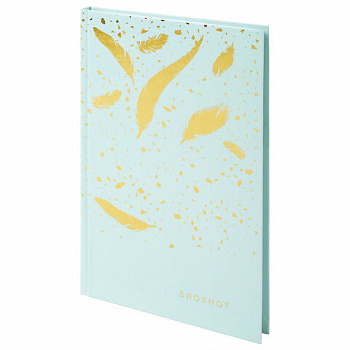 Блокнот А5 134х206 мм, 80 л., твердый, клетка, тиснение фольгой, STAFF, "Пёрышки"