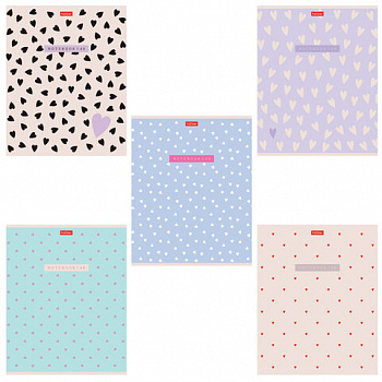 Тетрадь А5 48 л., HATBER, скоба, клетка, обложка картон, тиснение, LOVE IS... (микс в спайке), 093099, 48Т5тВ1