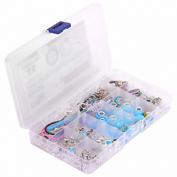 Набор для создания бижутерии и украшений 66 элементов Аквамарин в пластиковом боксе, BRAUBERG KIDS