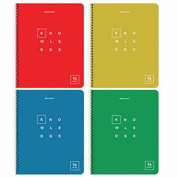 Тетрадь А5 96 л. BRAUBERG, гребень, клетка, обложка картон, "Knowledge" (микс в спайке)