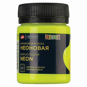 Краска акриловая флуоресцентная "Декола", банка 50 мл, лимонная, Невская Палитра