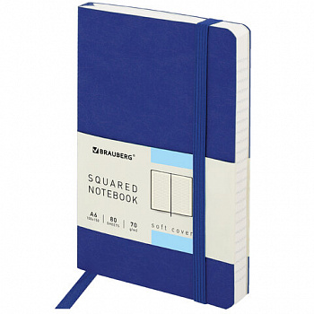 Блокнот МАЛЫЙ ФОРМАТ (100x150 мм) А6, BRAUBERG "Metropolis Ultra", под кожу, 80 л., клетка, синий