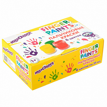 Краски пальчиковые для малышей от 1 года, классические цвета, 6 по 35 мл, ЮНЛАНДИЯ