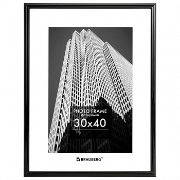 Рамка 30х40 см небьющаяся, багет 14 мм, пластик, BRAUBERG "Original", черная