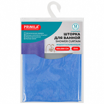 Шторка для ванной EVA, 180х200 см, кольца в комплекте, СИНИЕ ЛИНИИ, PRIMILA (ПРИМИЛА)