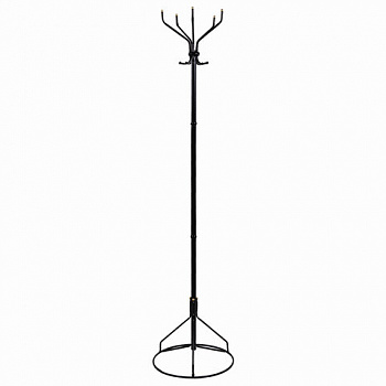 Вешалка-стойка "Ажур-2", 1,89 м, основание 46 см, 5 крючков, металл, черная