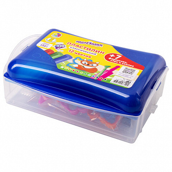 Пластилин в боксе ЮНЛАНДИЯ "ЮНЛАНДИК В ЗООПАРКЕ", 12 цветов, 130 г, скалка, стек, 7 формочек