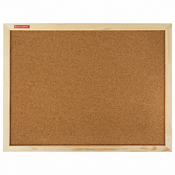 Доска пробковая для объявлений 45х60 см, деревянная рамка, BRAUBERG Wood