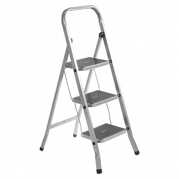 Стремянка стальная КЛАСС ПЛЮС, 3 ШИРОКИЕ СТУПЕНИ 20х30 см, верхняя площадка 69 см, до 120 кг
