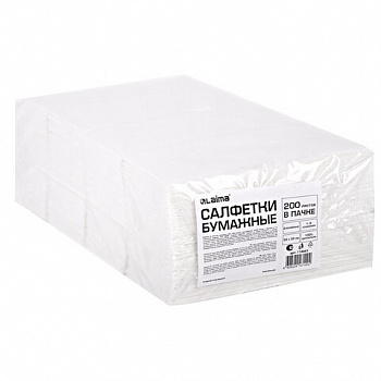 Салфетки бумажные 2-х слойные, 33x33 см, 200 штук в упаковке, 1/8 сложение, LAIMA
