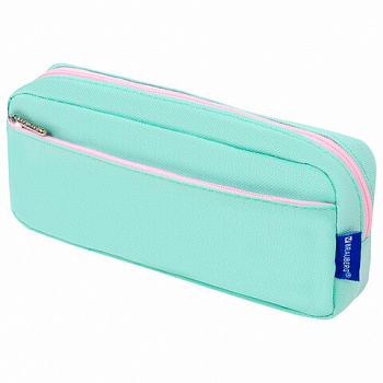 Пенал мягкий BRAUBERG PASTEL, 2 отделения, мятный, 21х9,5х5 см