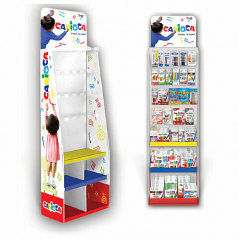 Стойка для размещения товара напольная усиленная CARIOCA, 200х60х40 см, 3 полки, 25 крючков, картон