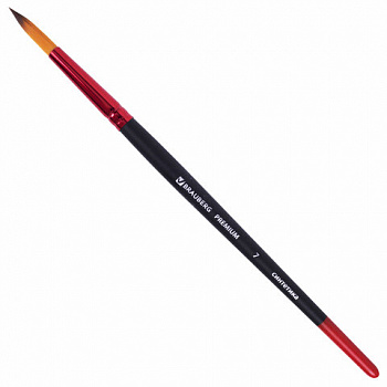 Кисть синтетика, круглая № 7, BRAUBERG PREMIUM
