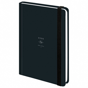 Ежедневник датированный 2026 с резинкой 145х203 мм, А5, BRAUBERG, твердый, "Пульс"