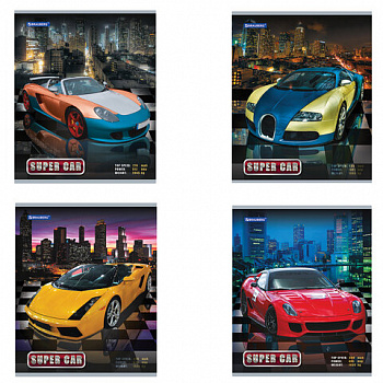 Тетрадь А5, 48 л., BRAUBERG скоба, клетка, обложка картон, АВТО