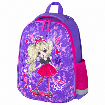 Ранец ПИФАГОР EVA BASIC, 1 отделение, эргономичная спинка, "Amazing girl", 39х30х16 см