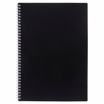 Тетрадь обложка пластик, А4, 80 л., гребень, клетка, HATBER, "VELVET" Черная, 081566, 80Т4В1гр_01601