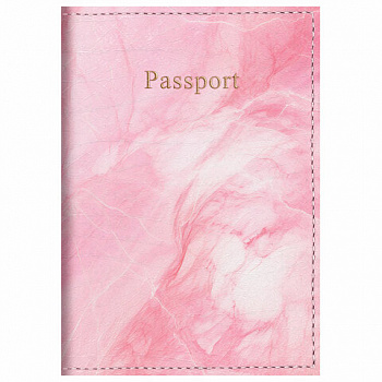 Обложка для паспорта искусственная кожа, принт "Soft Marble", пудрово-розовый, STAFF