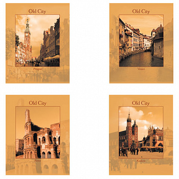 Тетрадь А5, 96 л., STAFF, скоба, клетка, офсет №2 ЭКОНОМ, обложка картон, "ГОРОДА"