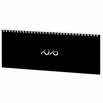 Планинг датированный 2026 285х112 мм, STAFF, гребень, картонная обложка, 64 л., "Black style"