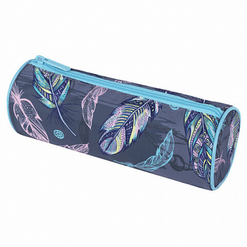 Пенал-тубус BRAUBERG, с эффектом SOFT TOUCH, полиэстер, "Feathers", 22х8 см