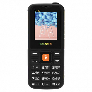 Телефон мобильный TEXET TM-D400, 2 SIM, 1,77", 32 Мб, microSD, FM, MP3, IP54, фонарик, черный