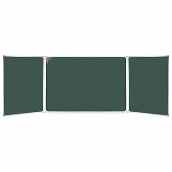 Доска для мела магнитная 3-х элементная 100х150/300 см, 5 рабочих поверхностей, зеленая, BS, ТЭ-300М