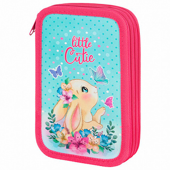 Пенал ПИФАГОР, 3 отделения, ламинированный картон, 19х11 см, "Pretty bunny"