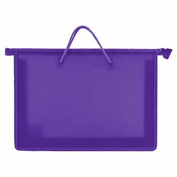 Папка на молнии с ручками ПИФАГОР, А4, 1 отделение, пластик, 55 мм, фиолетовая