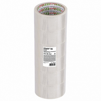 Клейкие ленты упаковочные 48 мм х 66 м, КОМПЛЕКТ 6 шт., прозрачные, 40 микрон, STAFF BIG PACK